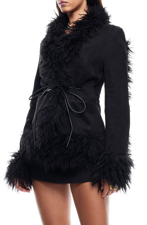 Lioness Oui Oui Coat With Faux Fur Trim In Ink