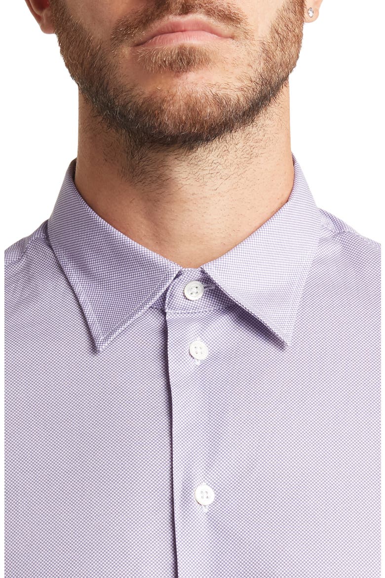 Check Stretch Cotton Button-Up Shirt, Alternate, color, PURPLE