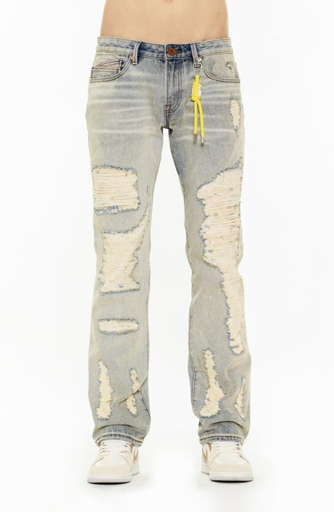 Rebel Ripped Straight Leg Jeans (Iris)