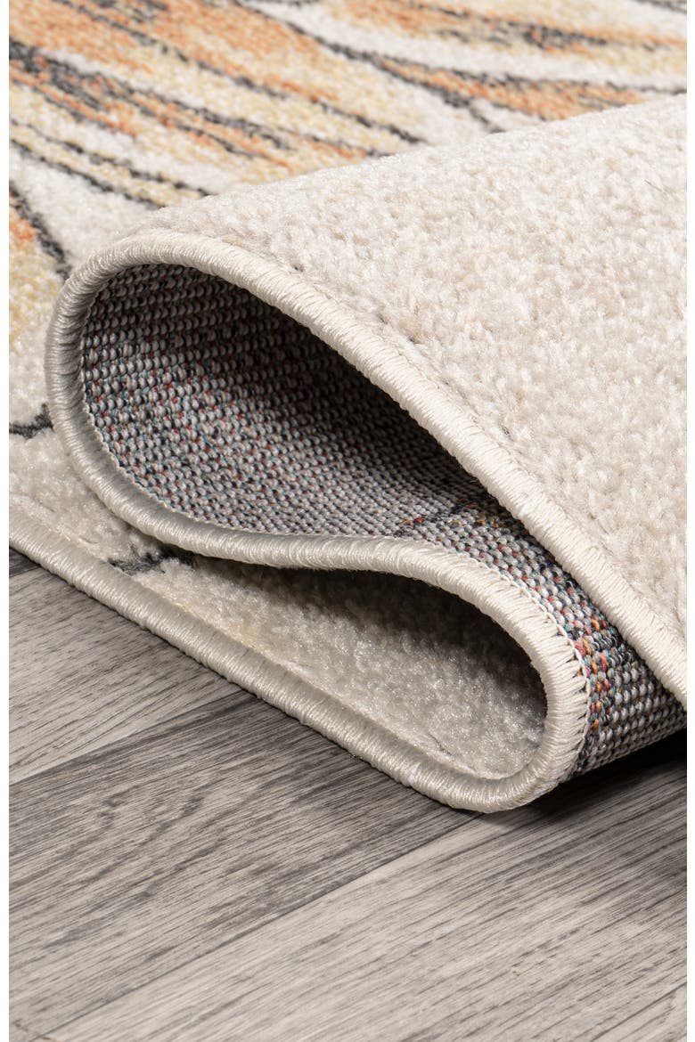 Giglio Modern Botanical Flower Area Rug, Alternate, color, Orange/Blue/Cream