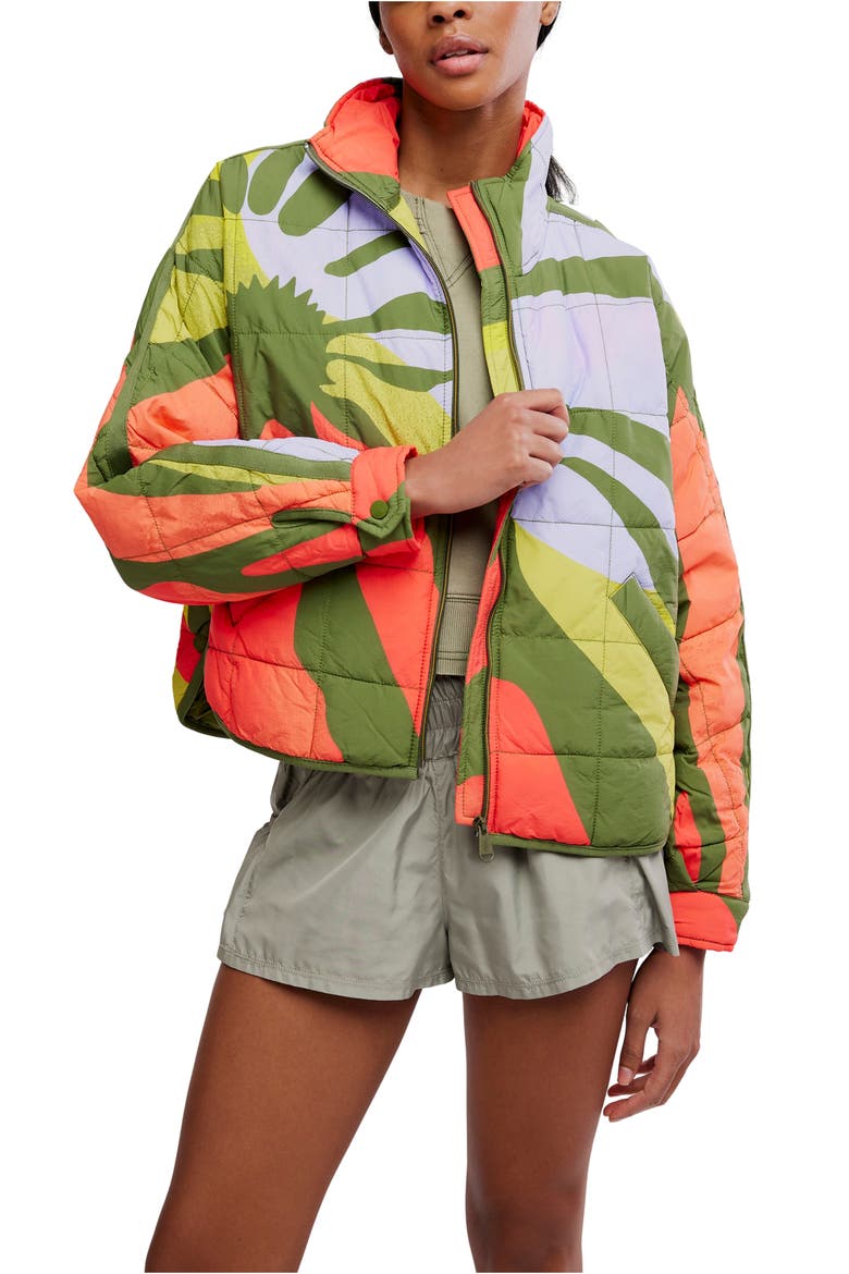 Pippa Placement Print Quilted Jacket, Main, color, RETRO SUN MARTINI