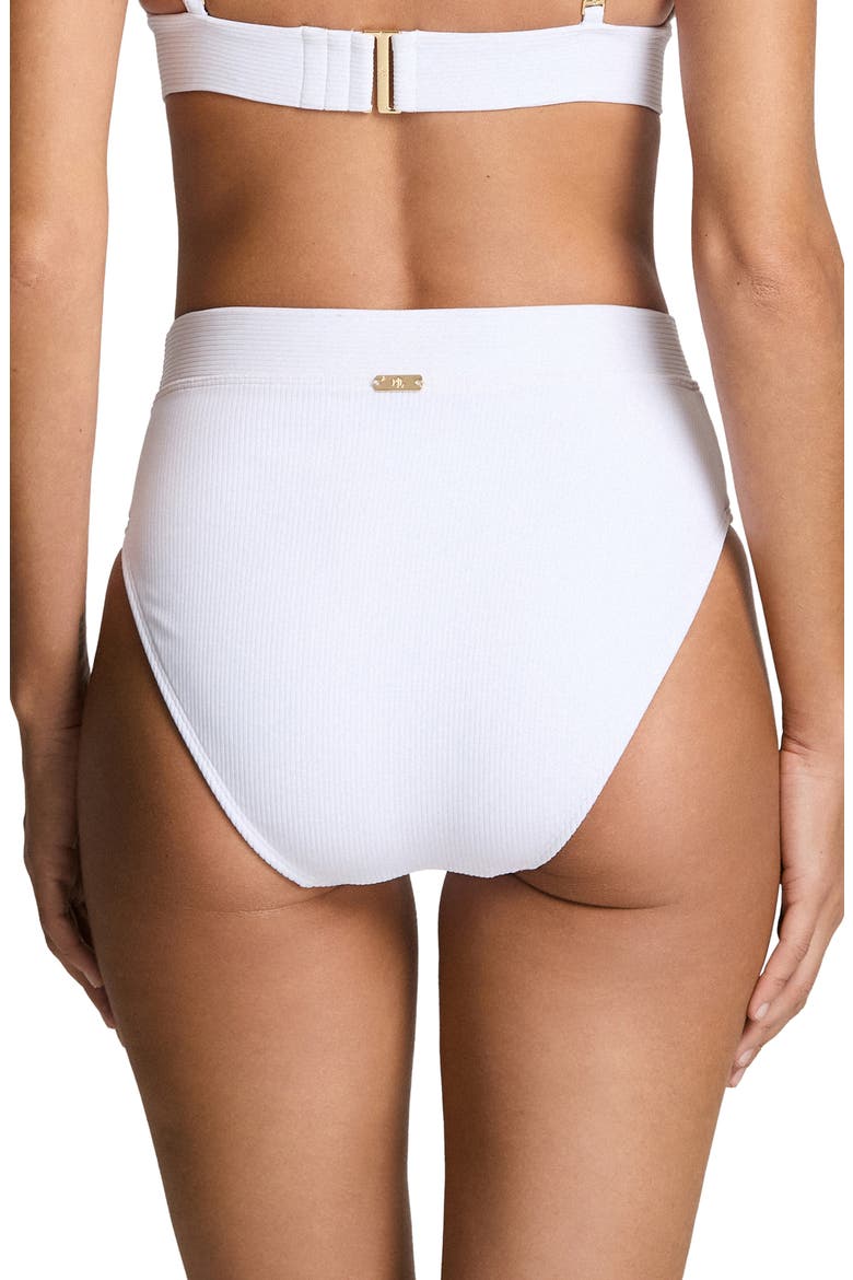 Banded High Waist Bikini Bottoms, Alternate, color, WHITE