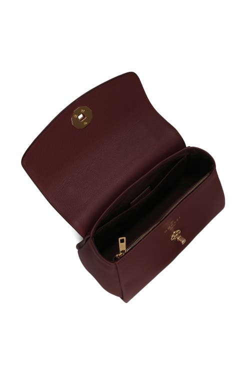 Gorski Top Handle Leather Bag With Crossbody Strap In Burgundy