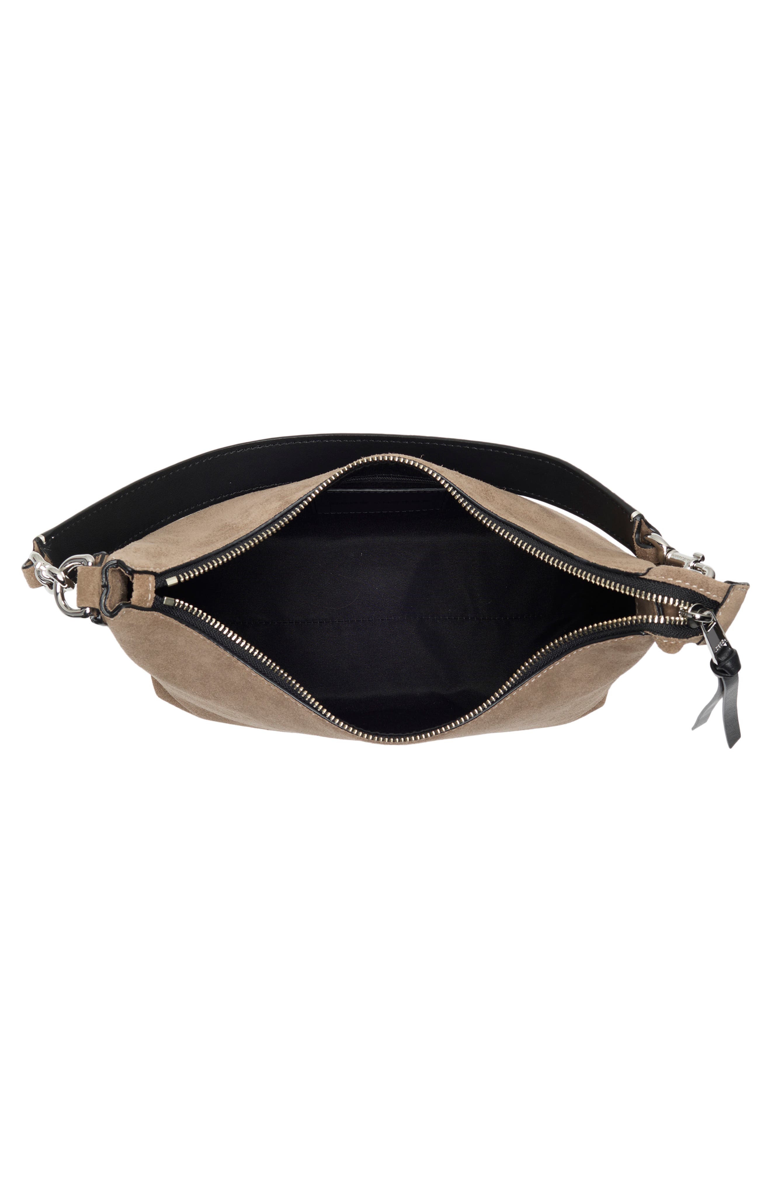 Drifter Suede Leather Large Hobo Bag, Alternate, color, CONCRETE