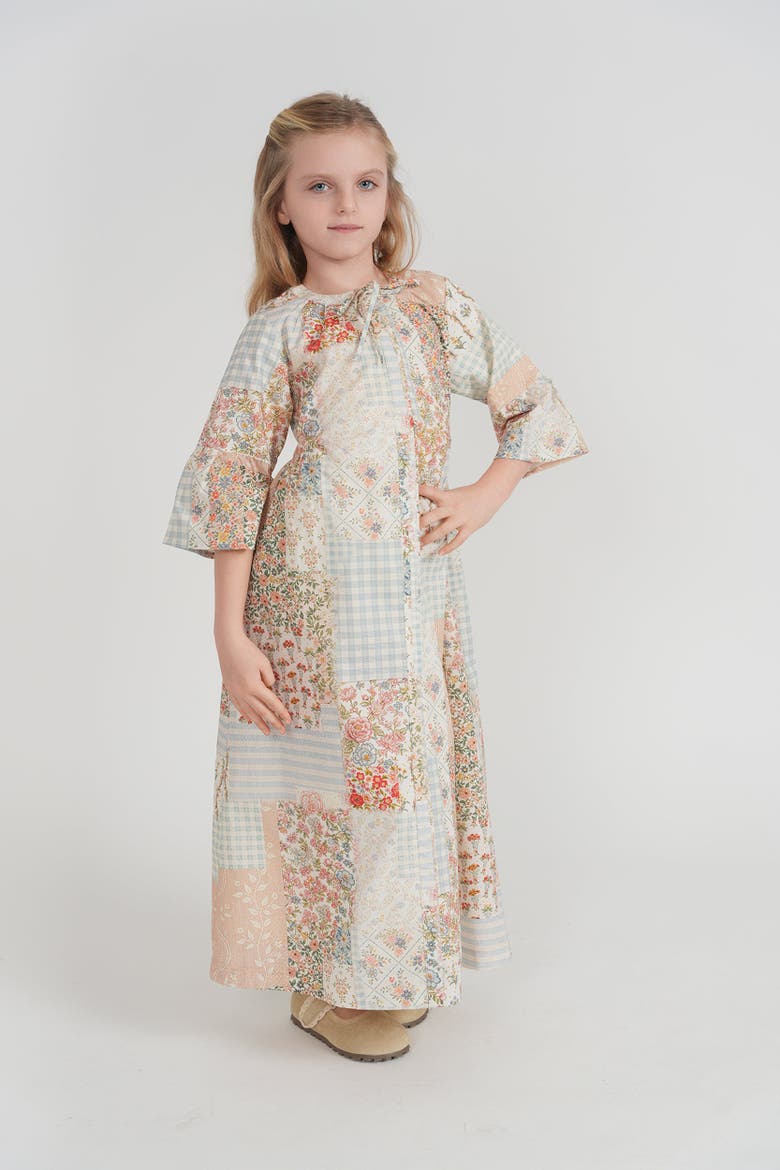 Girls Patchwork Print Cotton Robe, Alternate, color, Cream/Multi