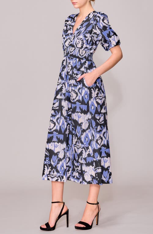 Melloday V-neck Smocked Waist Midi Dress