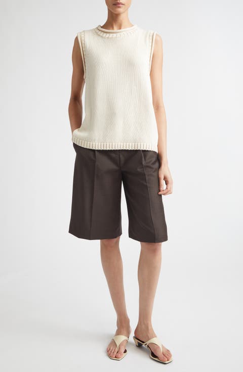 Effy Boxy Linen & Silk Blend Sweater Vest
