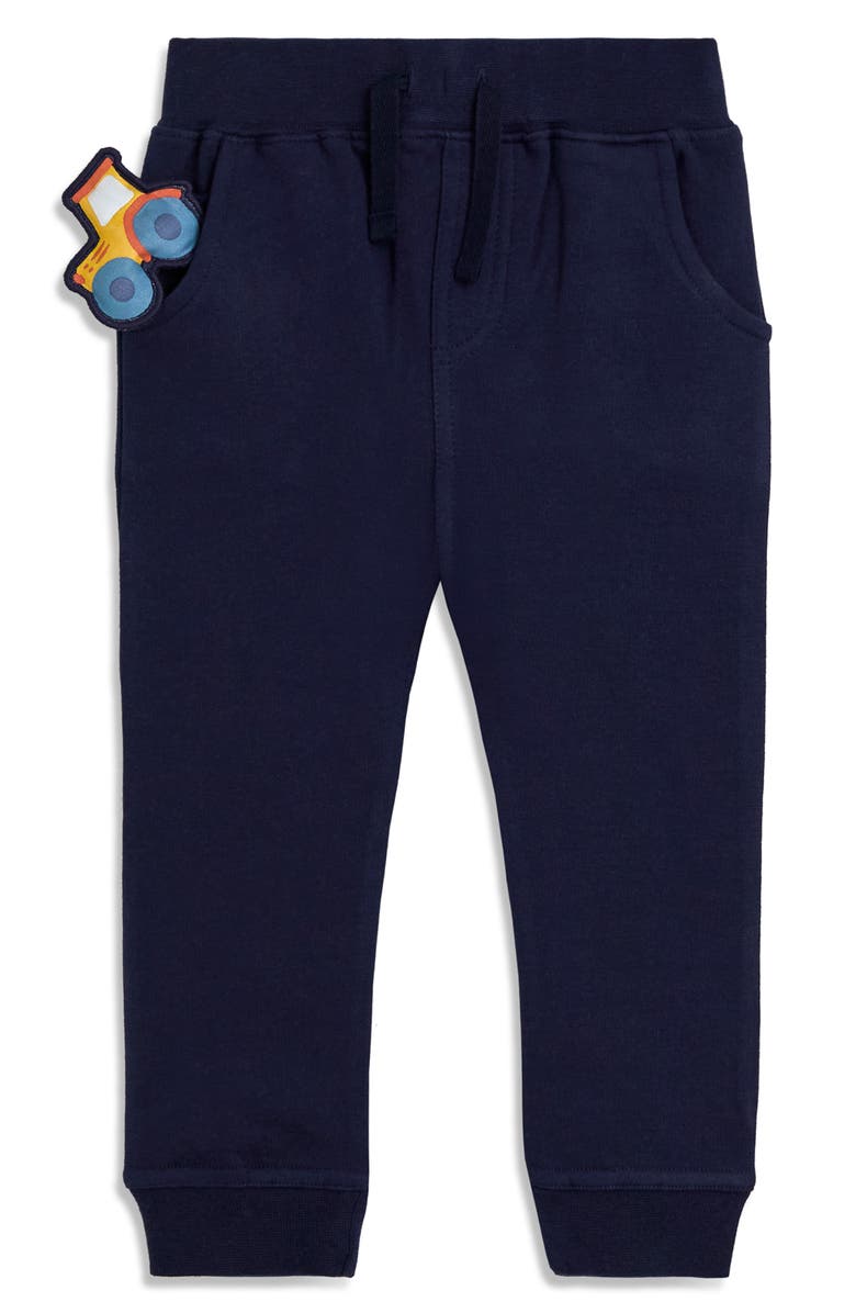 JOJO MAMAN BEBE Kids' Tractor Appliqué Colorblock Cotton Hoodie & Joggers Set, Alternate, color, Blue