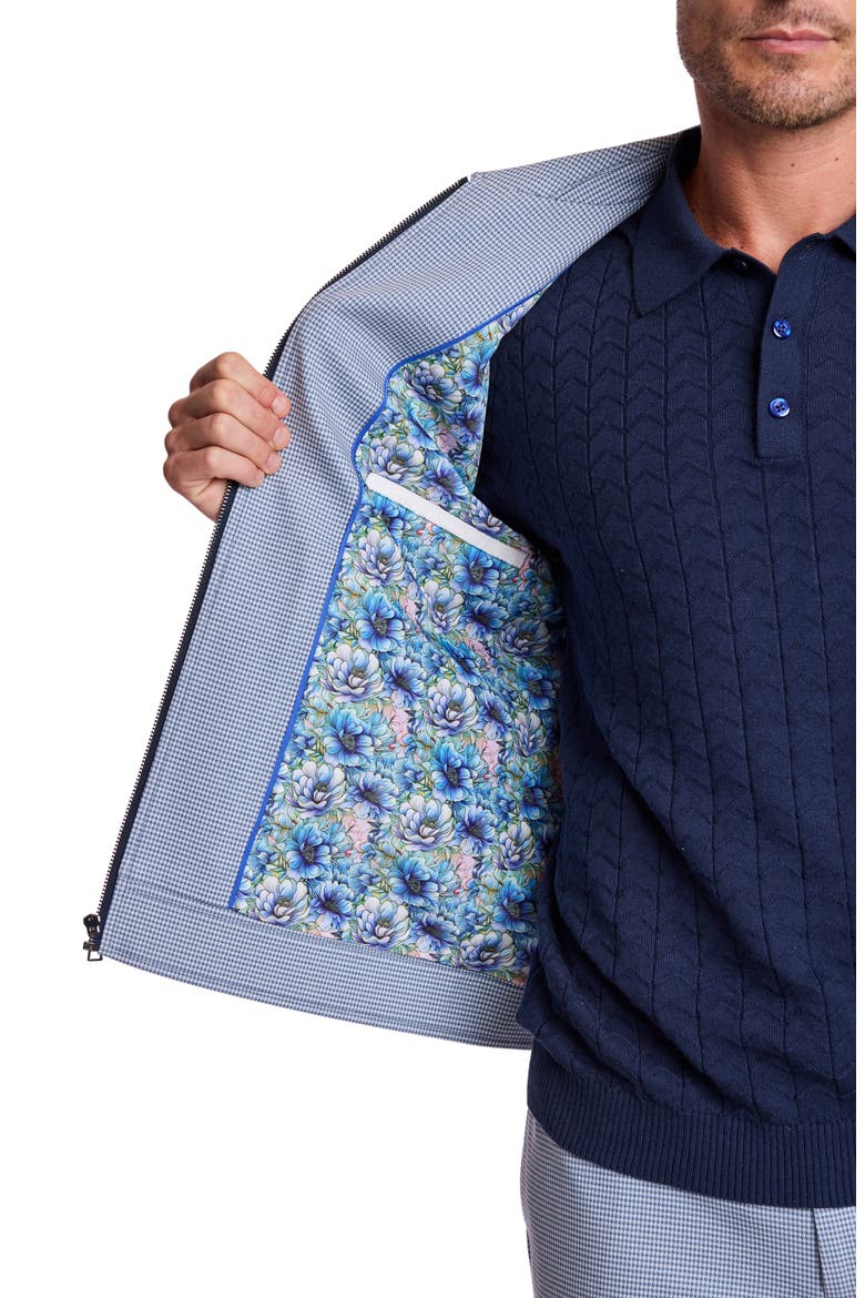 Milo Slim Fit Zip Jacket, Alternate, color, NAVY KNIT HOUNDSTOOTH
