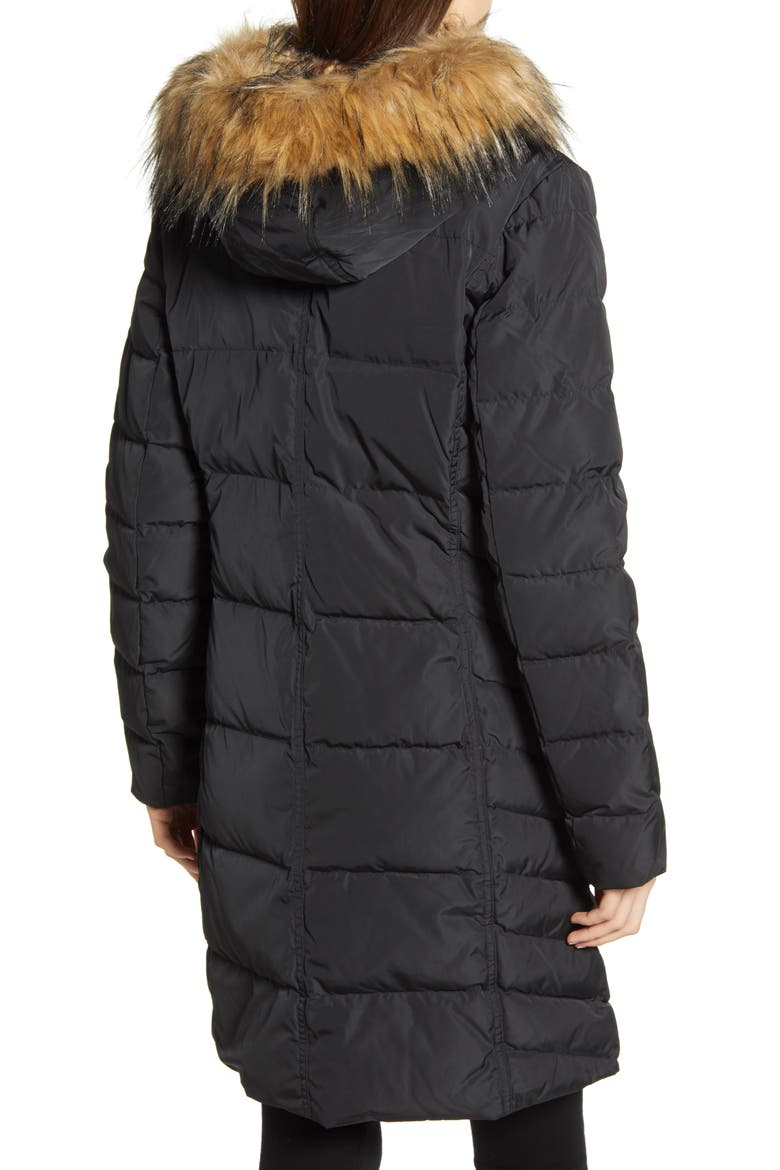 Cole Haan Feather & Down Puffer Jacket with Faux Fur Trim, Alternate, color, BLACK