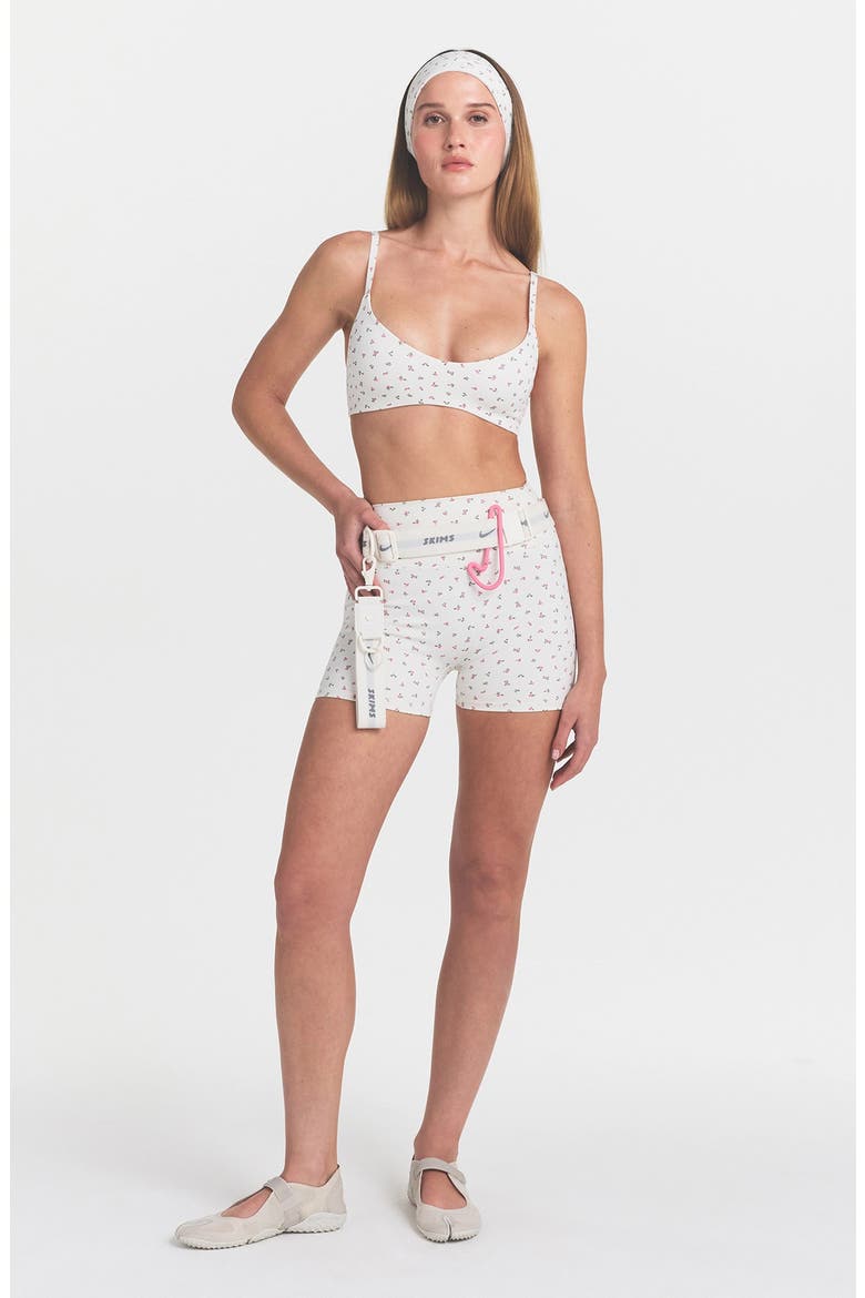 Matte Floral High Waist Shorts, Alternate, color, NSKM ACTV IVORY/ NSKM FLAMINGO