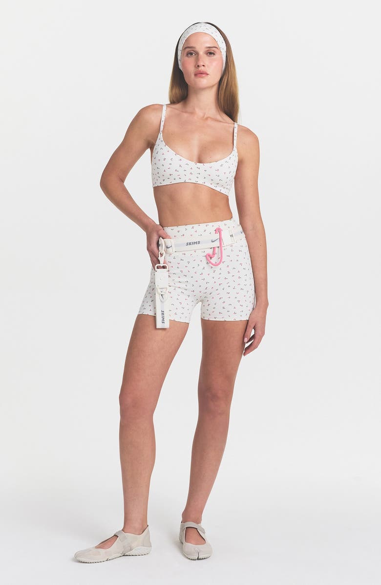 NikeSKIMS Matte Floral High Waist Shorts, Alternate, color, Nskm Actv Ivory/ Nskm Flamingo