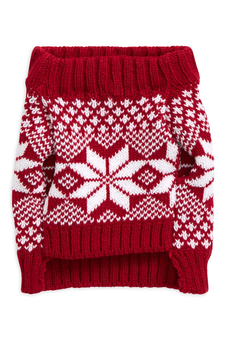 Fair Isle Knit Dog Sweater, Alternate, color, RED