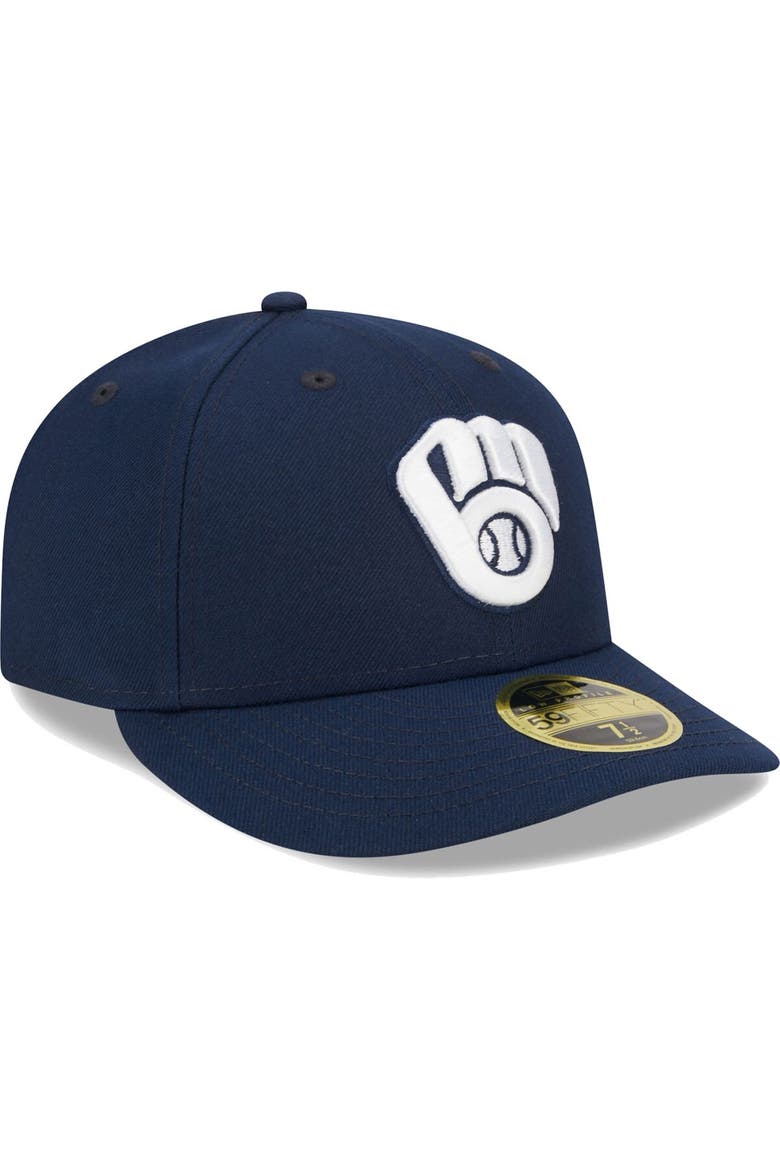 Men's New Era Navy Milwaukee Brewers Oceanside Low Profile 59FIFTY Fitted Hat, Alternate, color, Navy