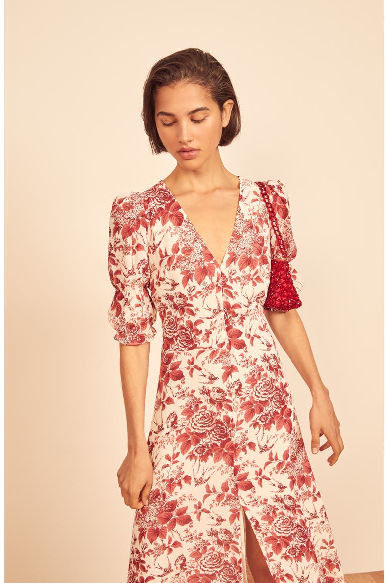 Larchmont Floral Midi Dress, Alternate, color, TOILE DE JOUY