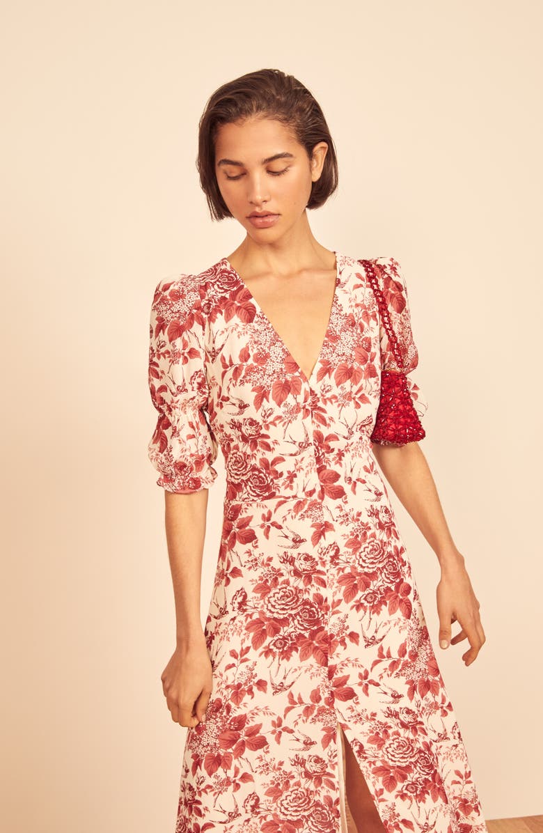 Reformation Larchmont Floral Midi Dress, Alternate, color, 