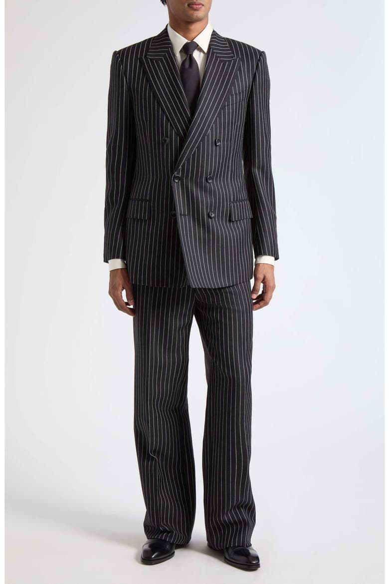 British Sharp Stripe Colbert Pants, Alternate, color, BLACK/ WHITE
