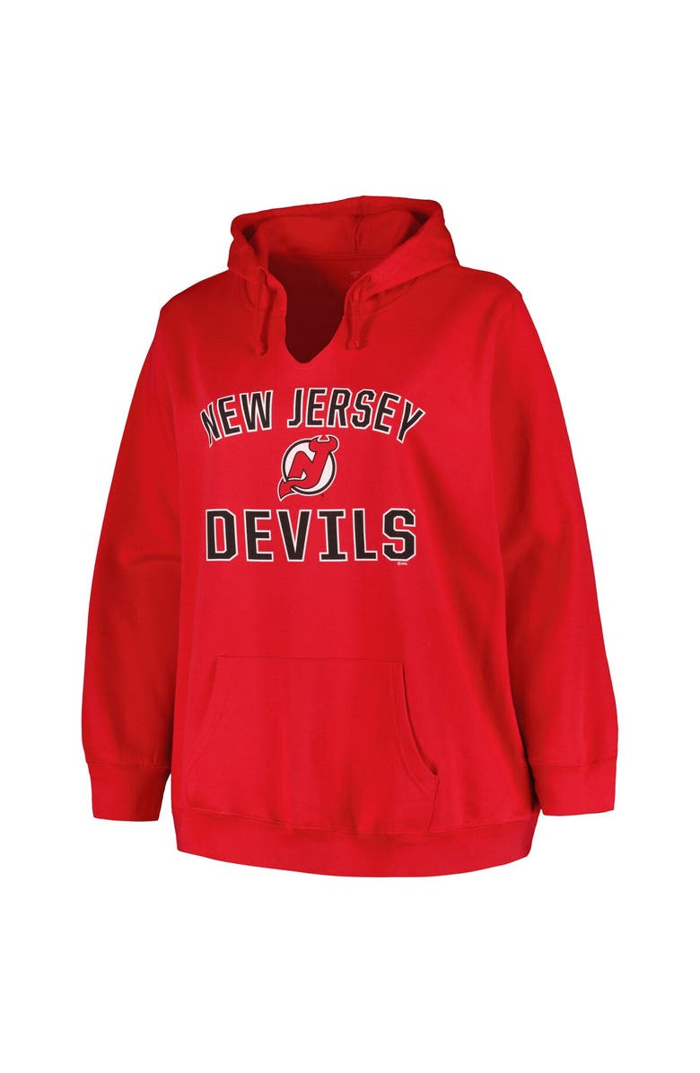 PROFILE Women's Profile Red New Jersey Devils Plus Size Arch Over Logo Pullover Hoodie, Alternate, color, Red