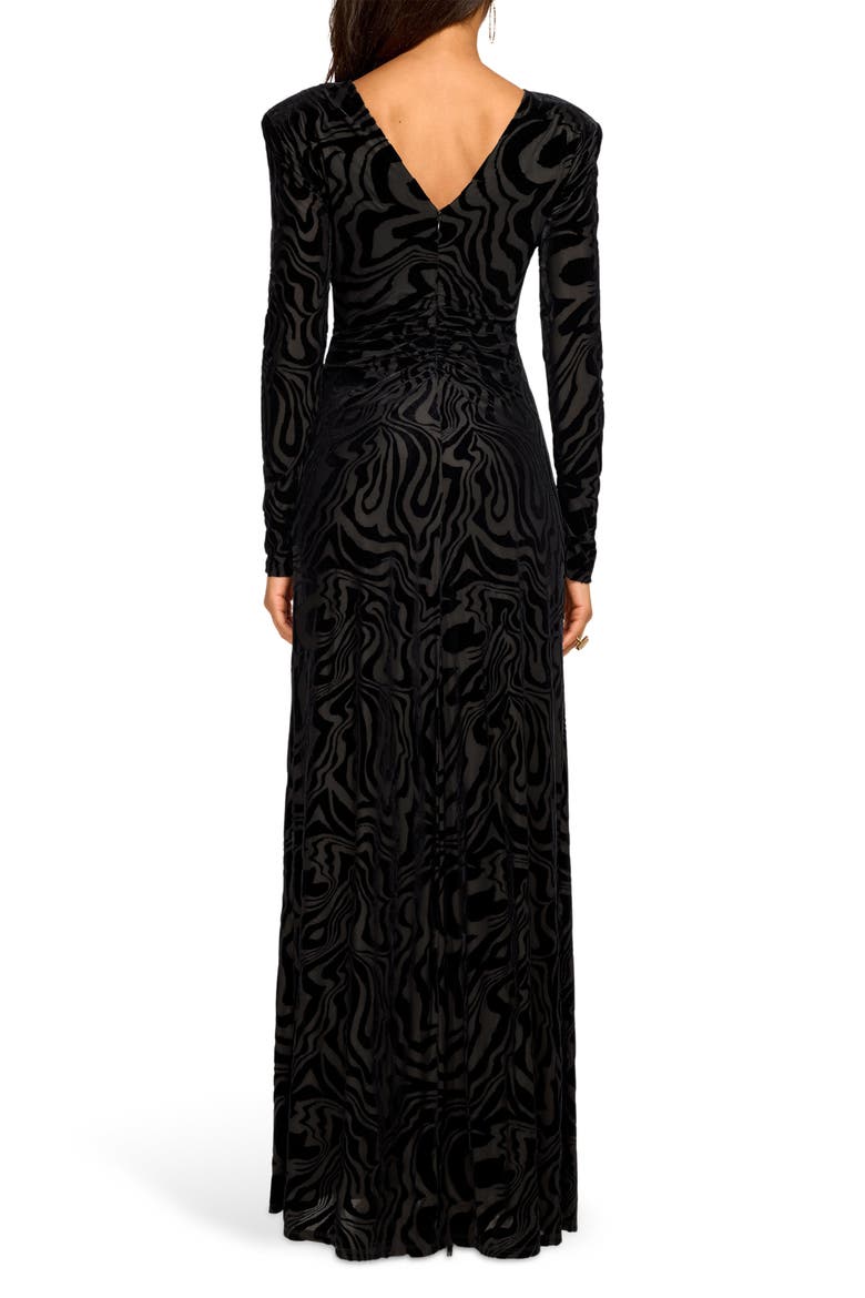 April Long Sleeve Slit Maxi Dress, Alternate, color, BLACK SWIRL