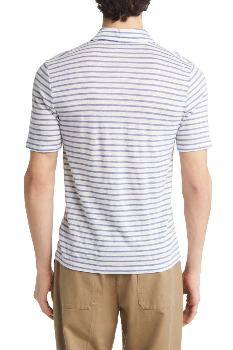 Stripe Short Sleeve Linen Polo, Alternate, color, OFF WHITE/RIVERA