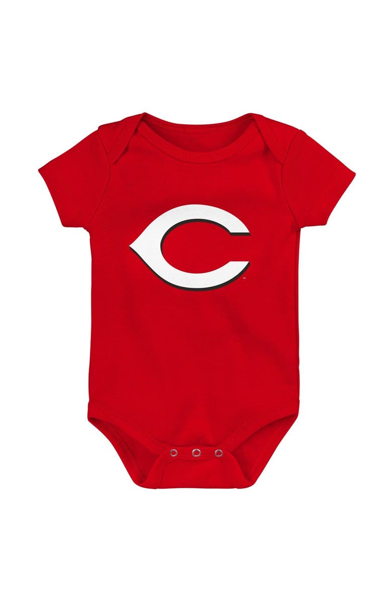 Outerstuff Infant Red/White/Heather Gray Cincinnati Reds Biggest Little Fan 3-Pack Bodysuit Set, Alternate, color, Red