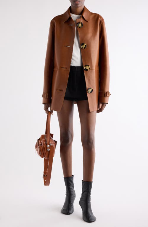 Acne Studios Lorassino Lambskin Leather Jacket In Brown