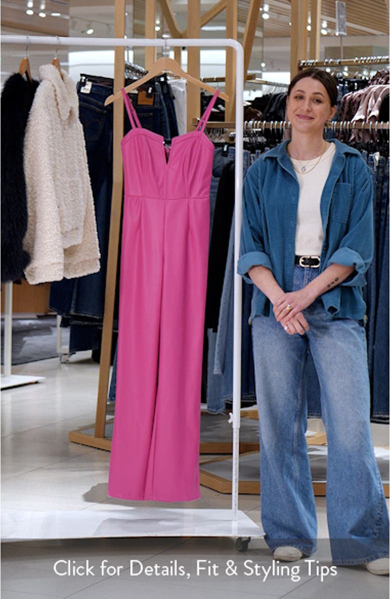 Sleeveless Faux Leather Jumpsuit, sales video thumbnail