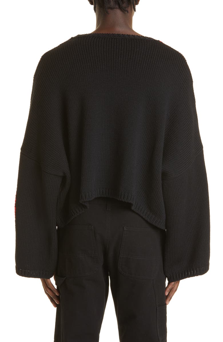 Raf Simons Oversize Smiley Wool Crewneck Sweater, Alternate, color, 