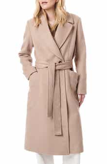 Bernardo Belted Wool Blend Longline Coat