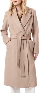 Bernardo Belted Wool Blend Longline Coat