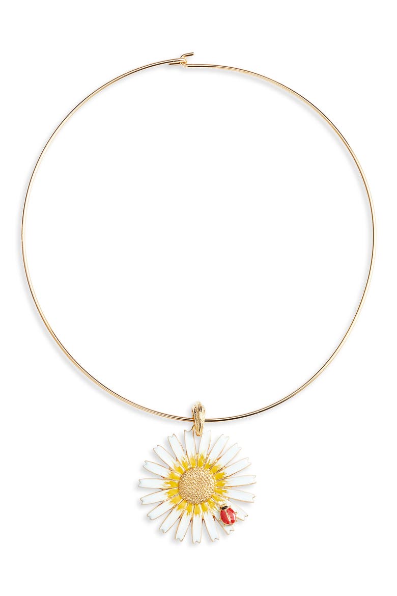 Daisy Wire Necklace, Main, color, GOLD