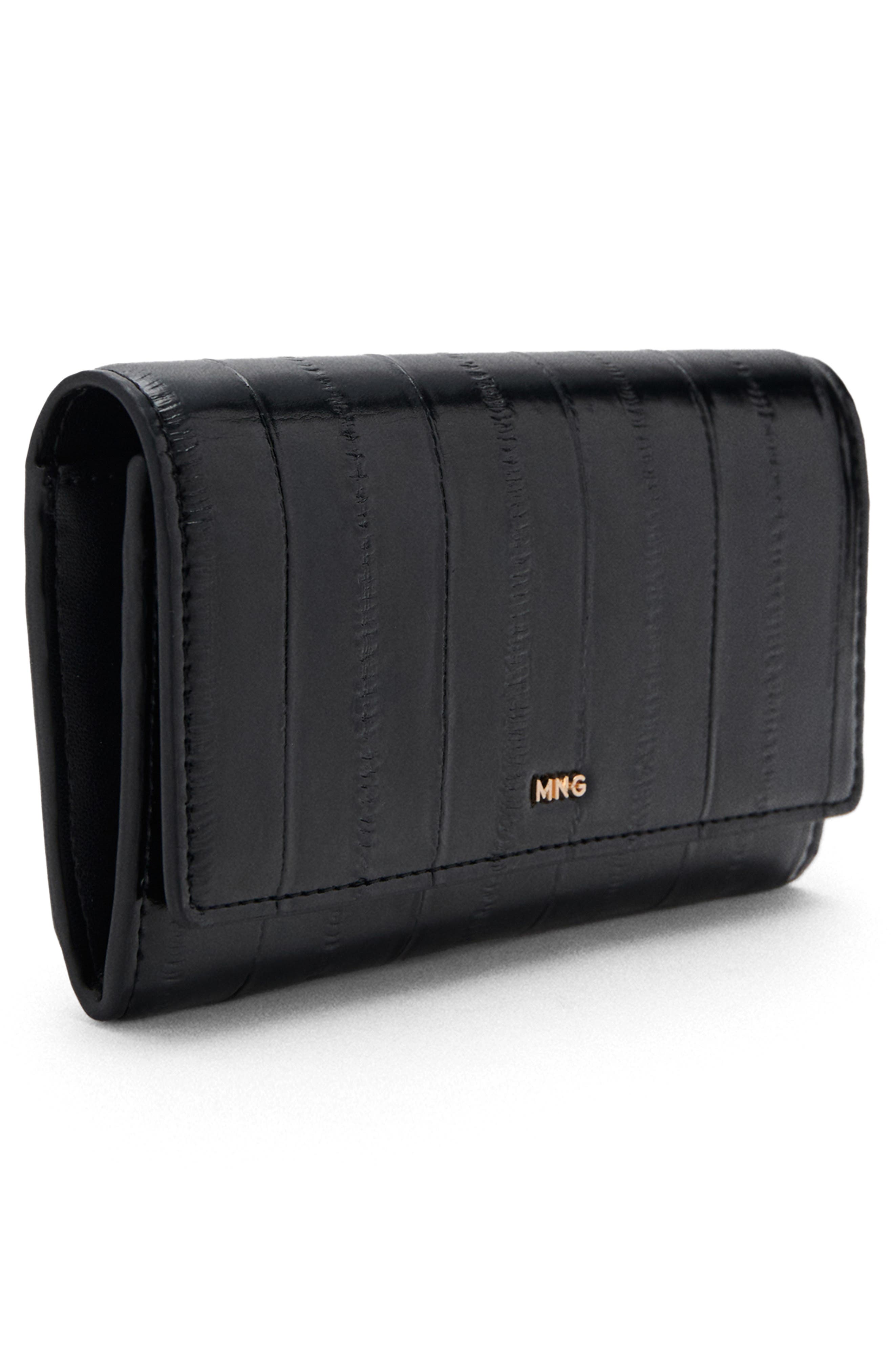 MANGO Large Textured Clutch, Alternate, color, Black