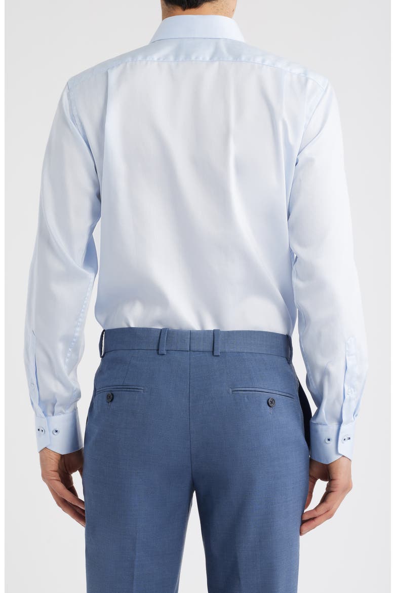 Trim Fit Light Blue Cotton Herringbone Dress Shirt, Alternate, color, LIGHT BLUE
