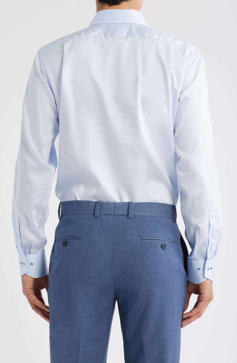 Lorenzo Uomo Trim Fit Light Blue Cotton Herringbone Dress Shirt, Alternate, color, Light Blue