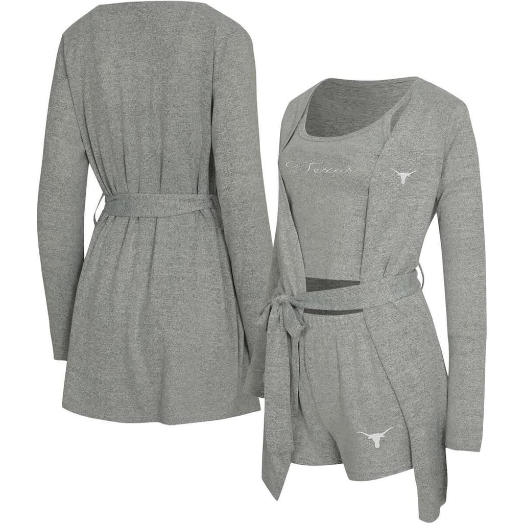 Concepts Sport Gray Texas Longhorns Rigor Three-piece Tank, Short & Robe Set In Gray