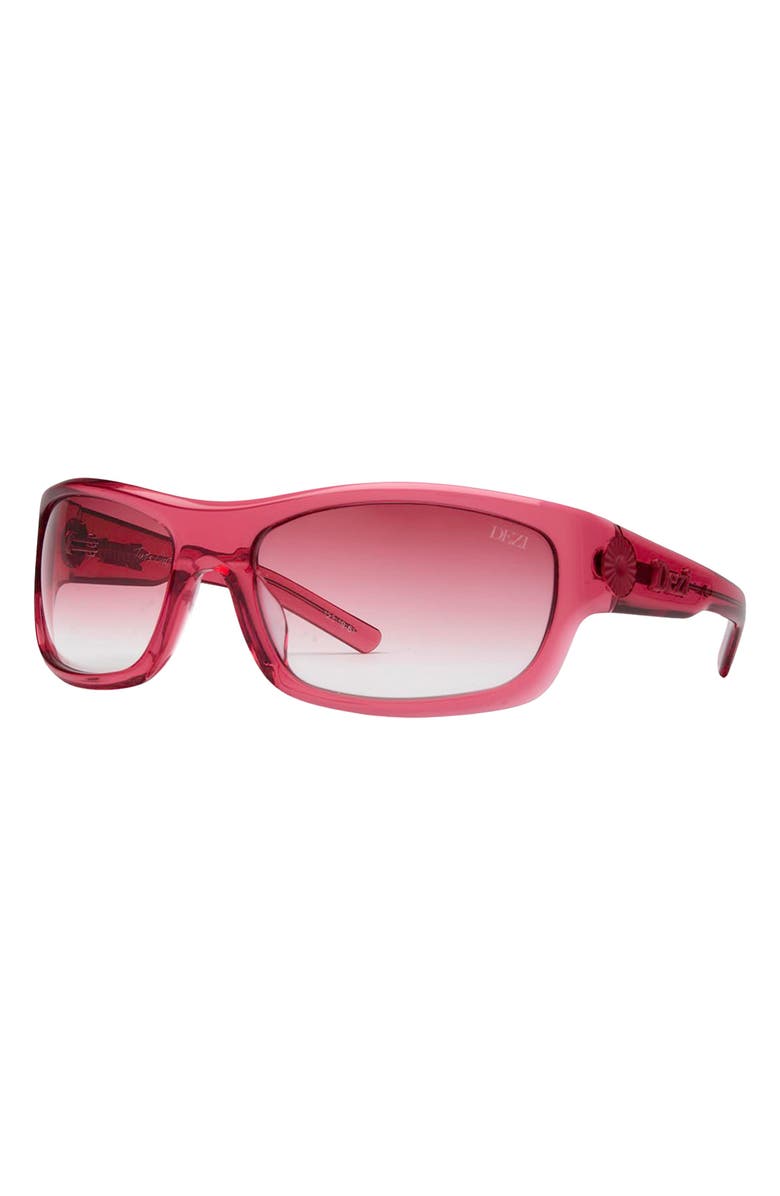 DEZI Tints Out 61mm Gradient Wrap Sunglasses, Alternate, color, Raspberry / Berry Faded