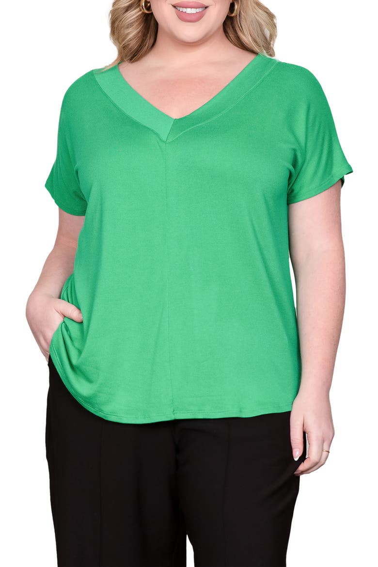 V-Neck Top, Main, color, GREEN