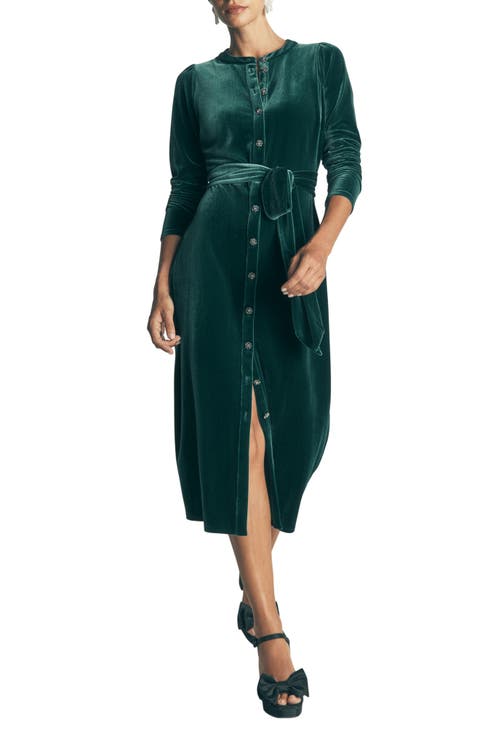 Honor Column Velvet Midi Dress