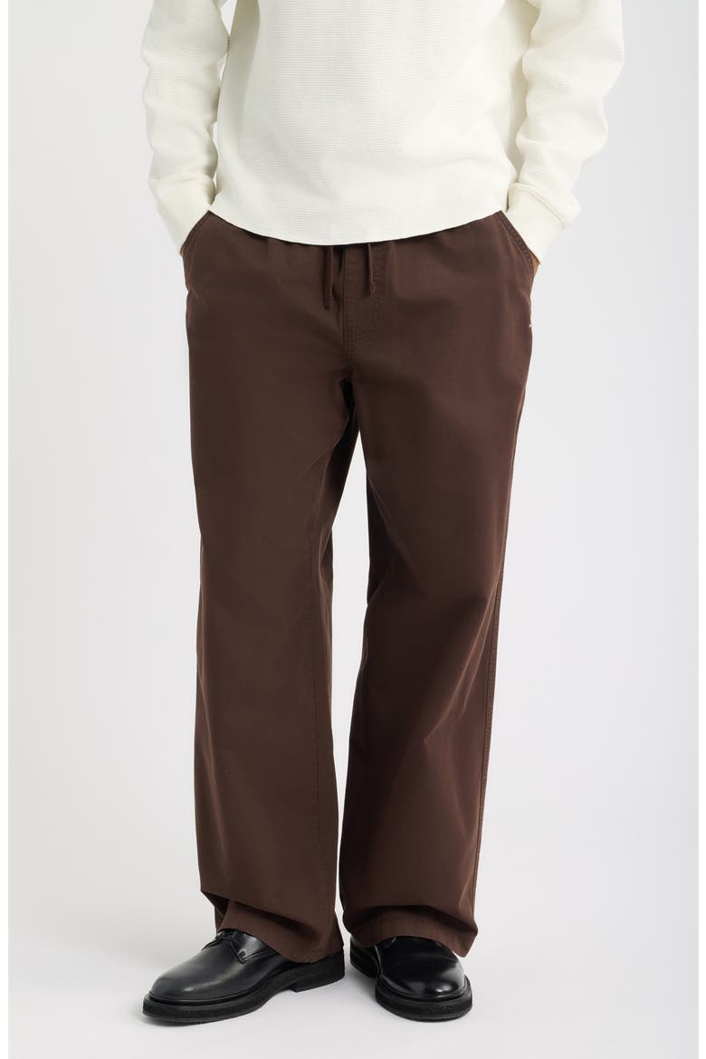 Relaxed Fit Cotton Twill Drawstring Pants, Main, color, BROWN COFFEE
