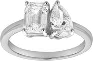 LuvMyJewelry Willow 14K Gold Toi et Moi Emerald and Pear Lab Grown Diamond Ring - 2 ct
