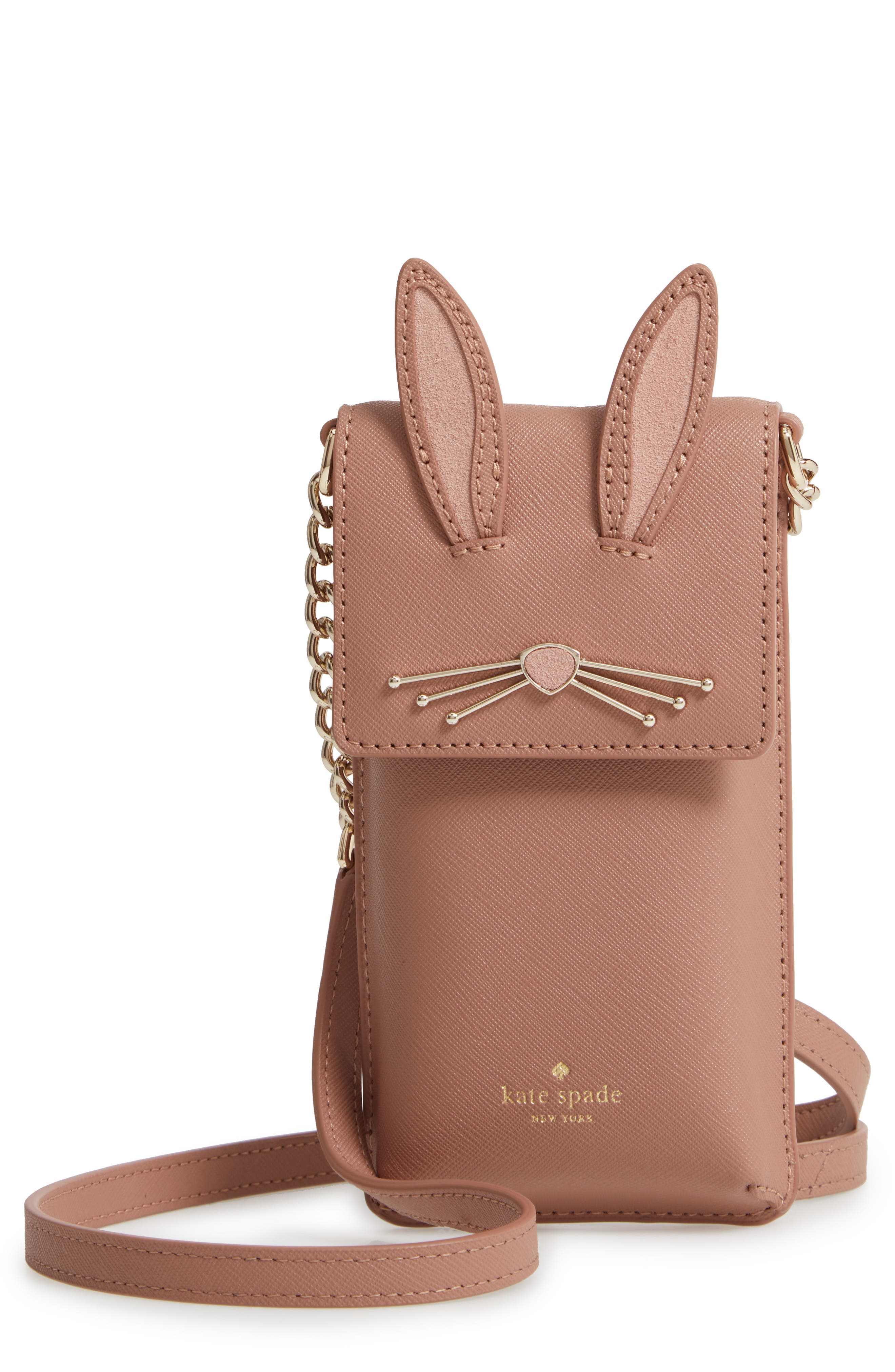 rabbit leather smartphone crossbody bag, Main, color, TAN MULTI