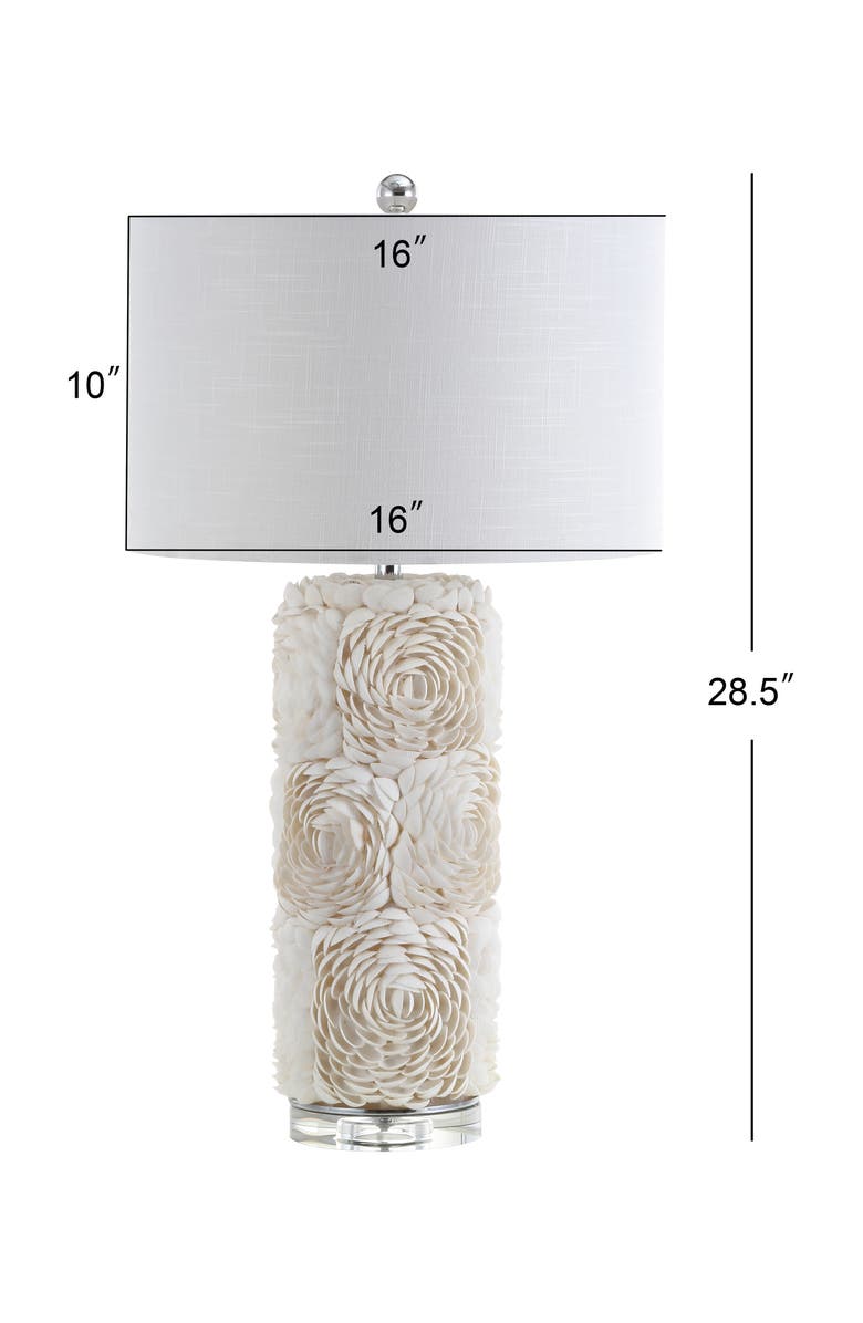 JONATHAN Y Rosette 28.5" Seashell/Resin/Crystal LED Table Lamp, Cream, Alternate, color, Cream