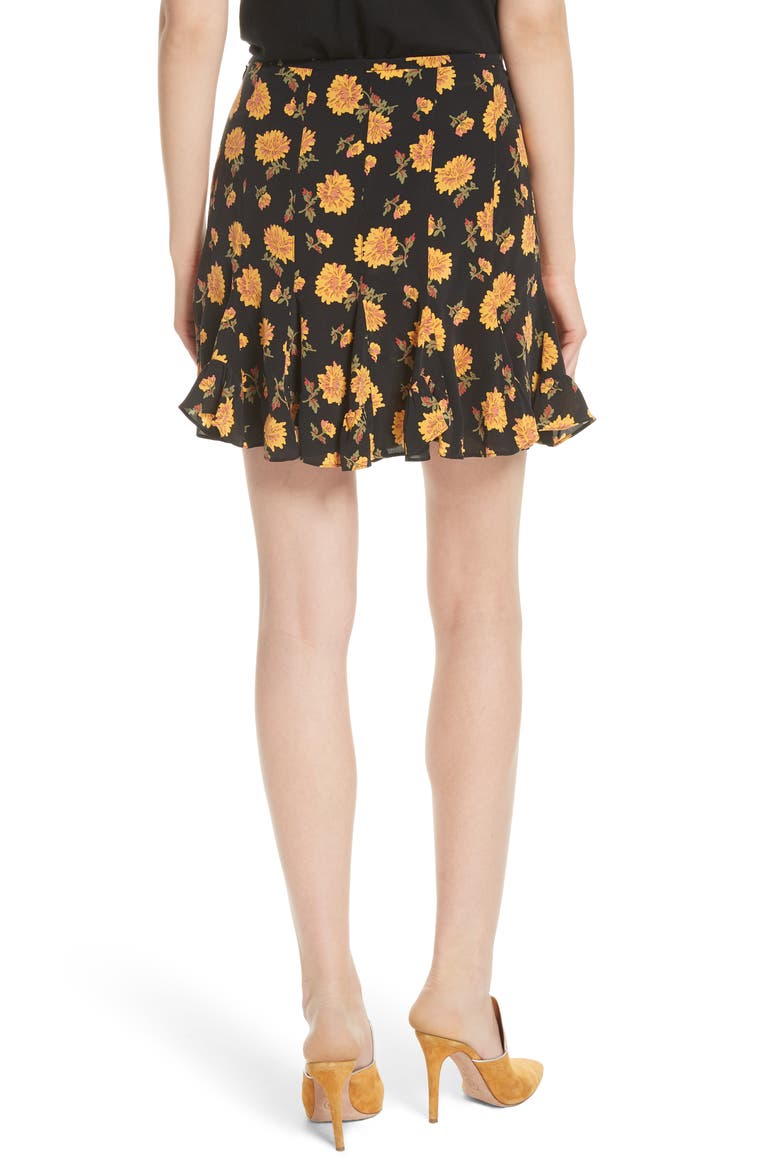 Weller Floral Silk Miniskirt, Alternate, color, BLACK MULTI