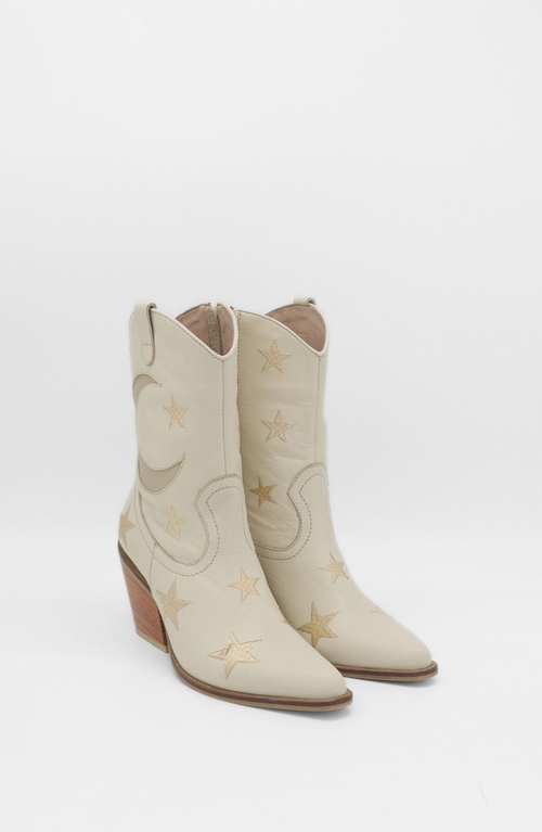 Stivali New York Moonlight Western Inspired Cowboy Boots In Neutral