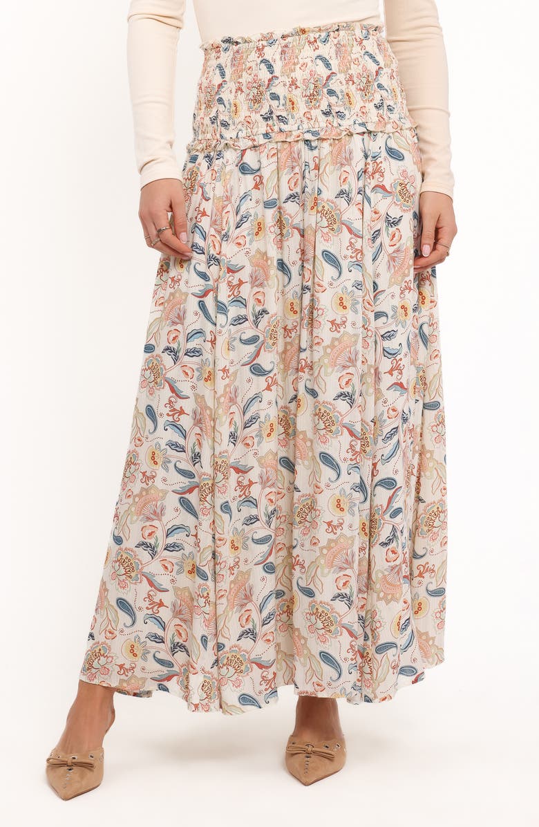 Petal & Pup Seana Paisley Smocked Waist Maxi Skirt, Main, color, 