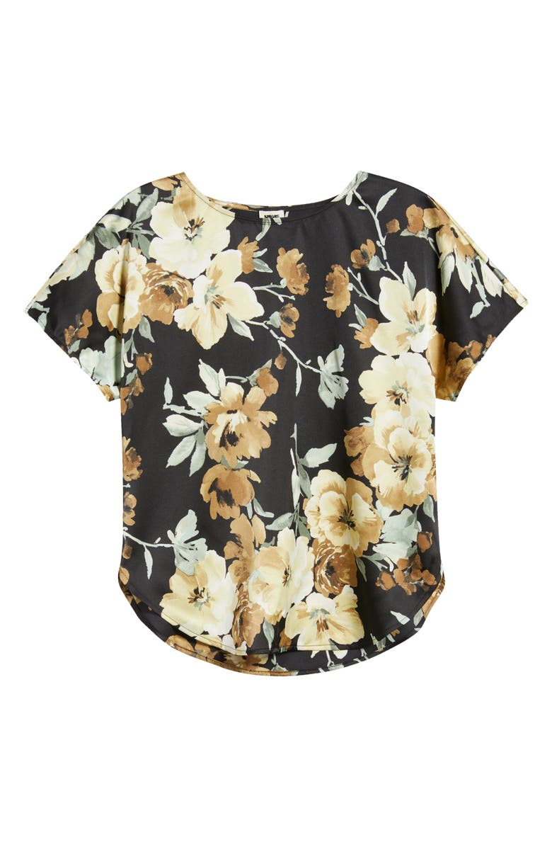 Anne Klein Floral Print Bateau Neck Top, Alternate, color, Anne Black Multi