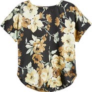 Anne Klein Floral Print Bateau Neck Top