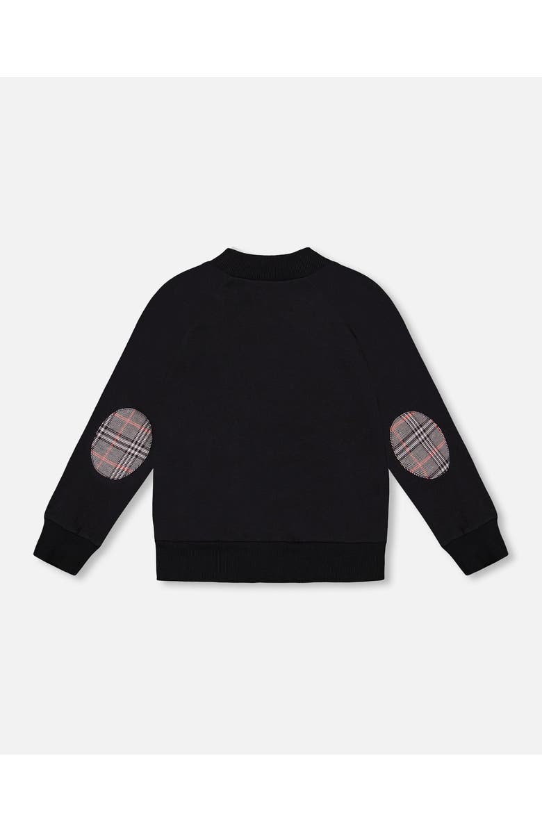 Deux par Deux Bi-Material Zip Front Jacket Plaid, Alternate, color, Gray And Black