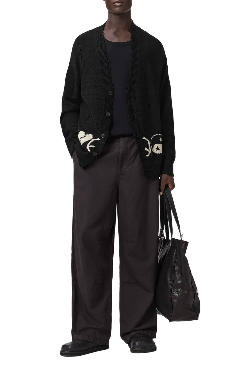 AllSaints Tabua Cotton Cardigan, Alternate, color, Black