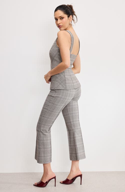 Good American Plaid Kick Flare Pants In Gray